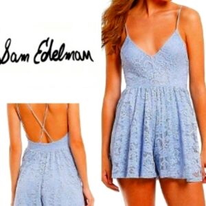 Sam Edelman Eventide Blue Lace Romper Size Large NEW